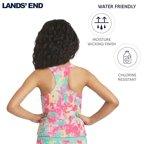 Image of Lands' End Girls' UPF 50+ Swim Bikini Bottom and Racerback Tankini Set