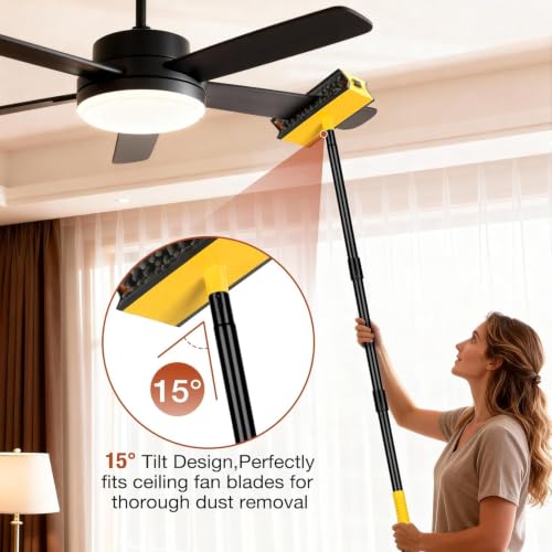 Image of CLDREAM Ceiling Fan Cleaner Duster with Extension Pole 3Ft | Fan Blade Cleaner Cleaning Tool with Reusable Chenille Pads for High Ceiling Fan Blade Blinds Cobweb