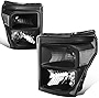 [Halogen Model] Factory Style Headlights Assembly Compatible with Ford F-250 F-350 F-450 F-550 Super Duty 11-16, Black Housing Clear Corner
