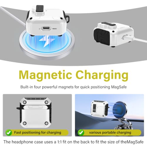 Image of HITZEE for AirPods 4 Case, Compatible with AirPods 4(2024) Generation Case, Magnetic Automatic Lock with Phone Stand, Compatible with MagSafe Cover, Black /White