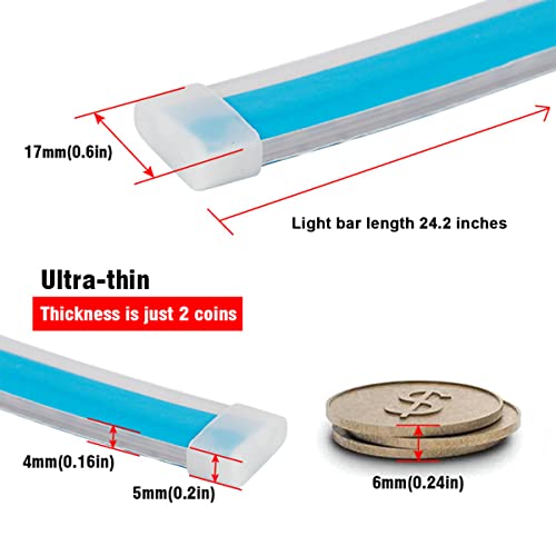 Led Headlight Strip Tube Light, 24 Inch Flexible Drl Daytime Running Light, Waterproof Switchback Sequential Flowing Turn Signal Lamp, Auto Decor Accessories Universal For Most Cars (Red/Yellow) #TOP1