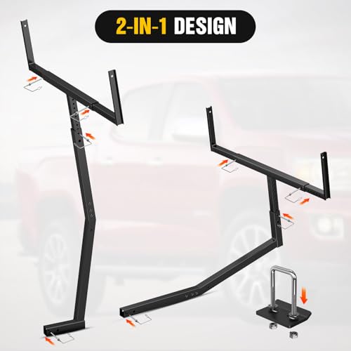 Image of Nilight Truck Bed Extender w /Straps & Receiver Tightener & Flag, Fits 2-inch Hitch Receiver, 2-in 1 Pickup Hitch Mount Truck Bed Extension for Rack, SUV, Lumber, Ladder, Canoe, Boat, Kayak, Pipes