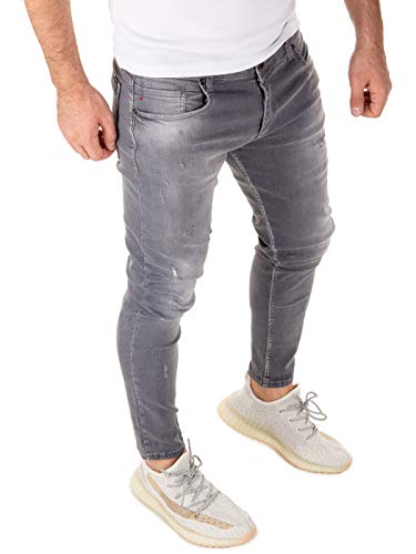 PITTMAN Vaqueros para Hombre Jeans Pantalones Straight Ragner Jean Hombres Slim fit Skinny, Gris (Grey Phantom 194205), W34/L32