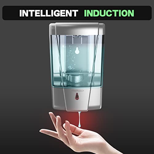 Image of interhasa! Soap Dispenser, Touchless Hand Sanitizer Dispenser Wall Mount 600ml Automatic Kitchen Soap Dispenser for Commercial Home, Office (Silver)
