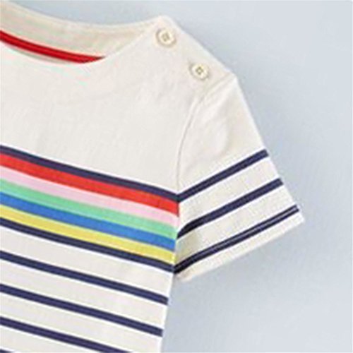 Image of HILEELANG Toddler Girl Cotton Casual Dress Summer Short Sleeve Basic Tunic Playwear Shirt Dresses