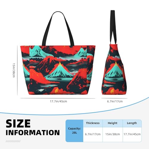 Volcano Bloom Large Beach Tote Bag Women Beach Tote Bag For Pool Gym Grocery Travel With Multiple Pocket4
