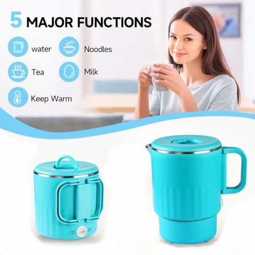 Hervidor eléctrico portátil plegable 0.8L azul miniatura 5