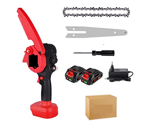 3500W 8 Pulgadas Sierra eléctrica 30000RPM Mini Motosierra Recargable batería Herramienta de carpintería para jardín, césped(2 Battery Plug)