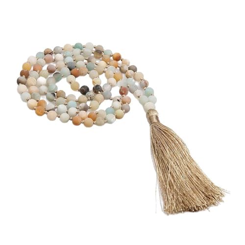 XIAOQENAN ネックレス 108個の数珠付き ロングタッセル マインドフルネスジュエリー マインドフルネスネックレス 男女兼用 スピリチュアルジュエリー, B, One Size