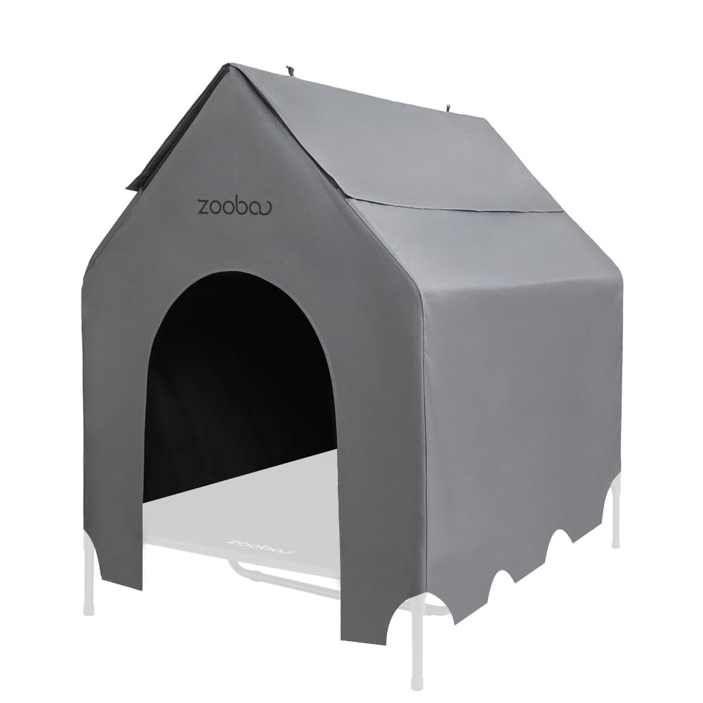 Zooba48” Durable Dog House Cover - Waterproof & UV-Resistant 600D Oxford Fabric Canopy for Outdoor Kennels - Fits 48”x37 x51” Houses - Protective Large Breed Shelter Top - COOL GREY