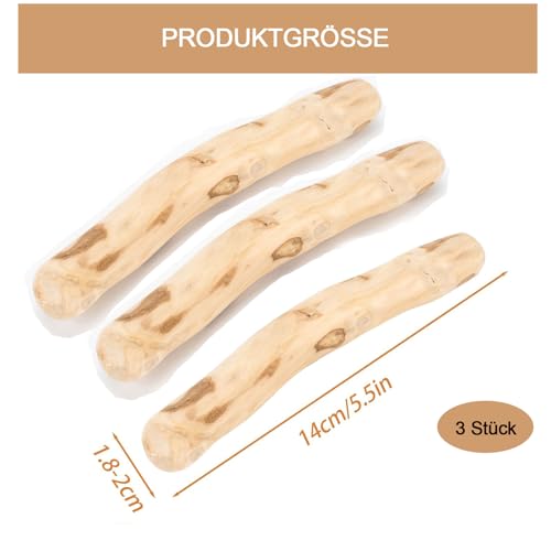Soiftra 3 Stück Kaffeeholz für Hunde,Zahnreinigung Kauholz für Kleine und Mittlere,Robuster Kauknochen,Kaffeeholz für Welpen,Natürliches Kauholz(14cm Länge, 1.8-2cm Durchmesser)