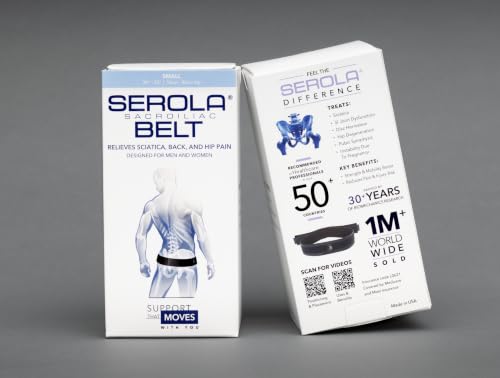 Image of SEROLA Sacroiliac Belt for SI Joint Dysfunction - (Small fits 30 inch to 34 inch) Lower Back, Sciatic, Pelvic & Hip Support brace for Women & Men | Non-Slip, Adjustable & Breathable Pain Relief Brace