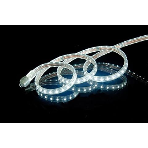CBConcept UL Listed, 10 Feet,Super Bright 2700 Lumen, 6000K Pure White, Dimmable, 110-120V AC Flexible Flat LED Strip Rope Light, Commercial Grade, Indoor Outdoor use, Ready to plug Cover