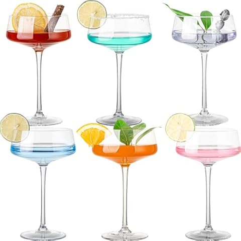 wookgreat Crystal Martini Glasses Set of 6, 11 oz Coupe Glasses Cover