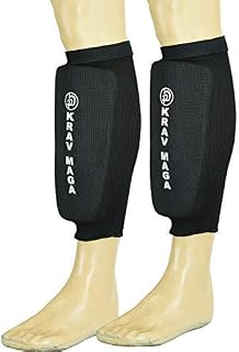 Krav Maga Black Heavy EVA Padding Elastciated Shin Guards (Medium)