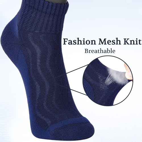 Image of +MD Bamboo Viscose Ankle Diabetic Socks for Men & Women, 6 Pairs, Soft Cushioned, Non-Binding Loose Top, Extra Wide