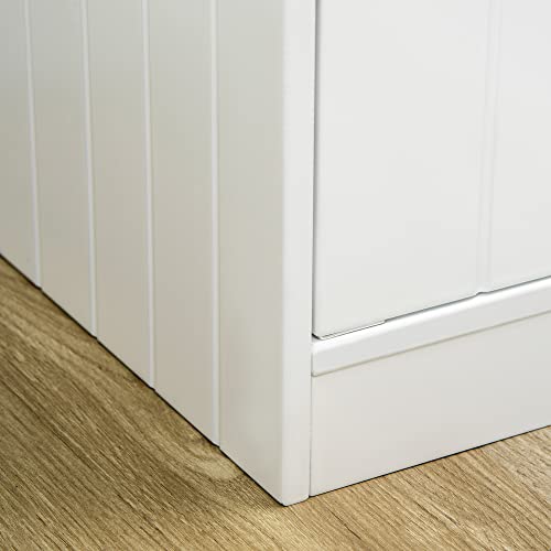 PawHut Hundenäpfe, Erhöhtes Futterstation mit 2 Edelstahlschüsseln, Hundenapfständer mit 44L Stauraum, Magnettüren, Fressnapf, Wassernapf für Große Hunde, Weiß