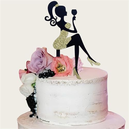 LZGXZF 1 PCS Wine Glass Sexy Girl Cake Topper Happy