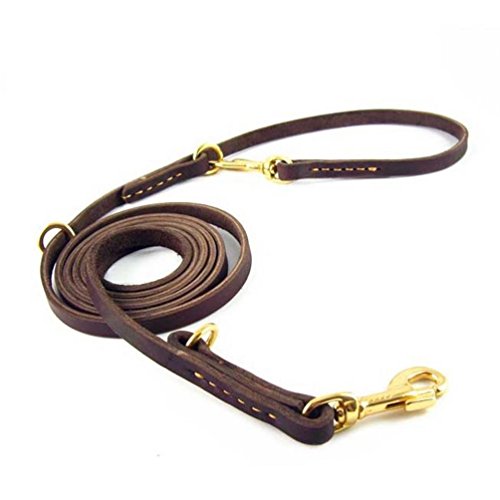 Venxic Leather Dog Leash 8 Ft Double Hooks Multi-Function