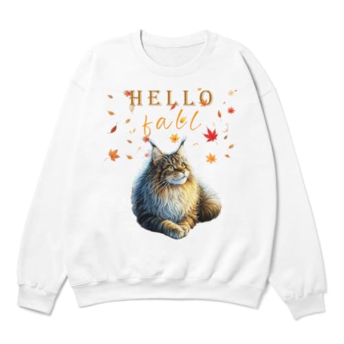 Hello Fall Cat Enjoys Warm Campfire Autumn Night Adult Youth T-Shirt Hoodie Sweatshirt