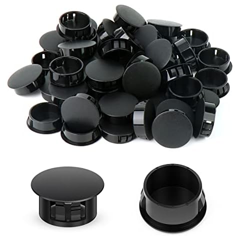 QCDENG 50PCS 7/8" Plastic Plugs Hole, Black Round PA66 Plug Furniture Hole Decorative Cover Cover