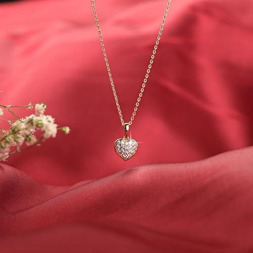 Image of PALMONAS Cute Heart Diamond Necklace for Women - 18k Gold Vermeil | Waterproof & Anti Tarnish Jewellery | Gift For Women & Girls
