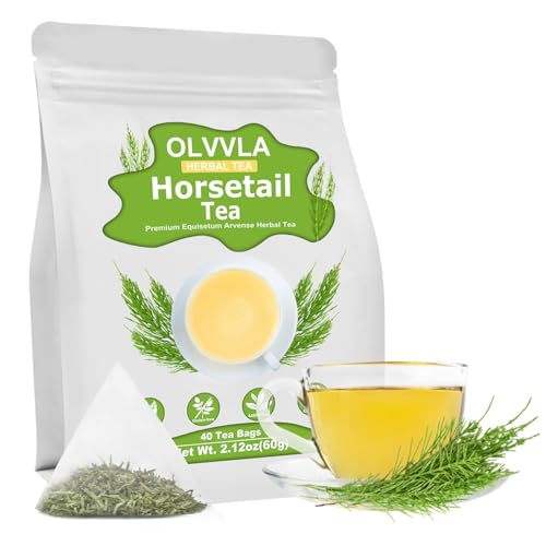 Image of Olvvla - Premium Horsetail Tea Bags - 1.5g X 40 Count - Pure Natural Horsetail Herbal Tea - Caffeine-free - Non-GMO - Dried Horsetail Herb - Rich in Antioxidants & Support Bone Health