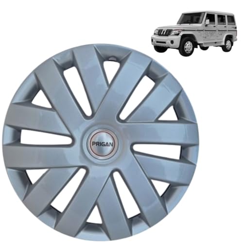 Image of Prigan Wheel Cover for Bolero 15 Inch Silver Wheel Cap (Available in 15 Inch) (Set of 4 Pcs) (Press Fitting) Model- Polo Silver-15