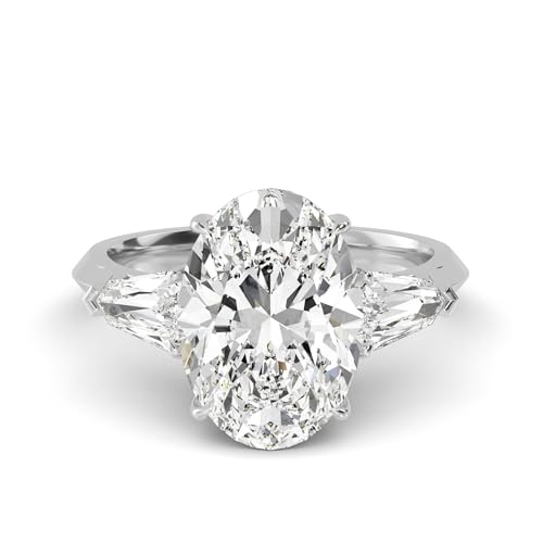 1-5 Carat (ctw) White Gold Oval,Shield Cut LAB GROWN Diamond Three Stone Engagement Ring (Color H-I Clarity VS1-VS2)