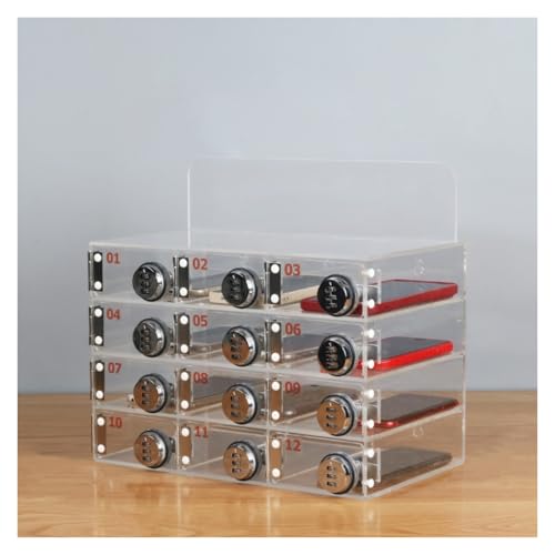 Casillero acrílico for teléfono móvil, casillero for teléfono móvil montado en la Pared con Cerradura de Puerta y Llave, Adecuado for Oficina y Aula(9 Small grids)