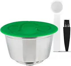 Cápsula de café crema recarregável de aço inoxidável tampa silicone, reutilizáveis, Cápsula de café filtro reutilizável compatível cafeteiras Dolce G Máquinas - Genio Plus - Touch - Lumio - Mini Me