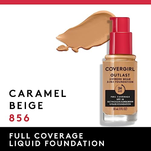 Covergirl Outlast Extreme Wear 3-In-1 Full Coverage Liquid Foundation, Spf 18 Sunscreen, Caramel Beige, 1 Fl. Oz. #TOP2
