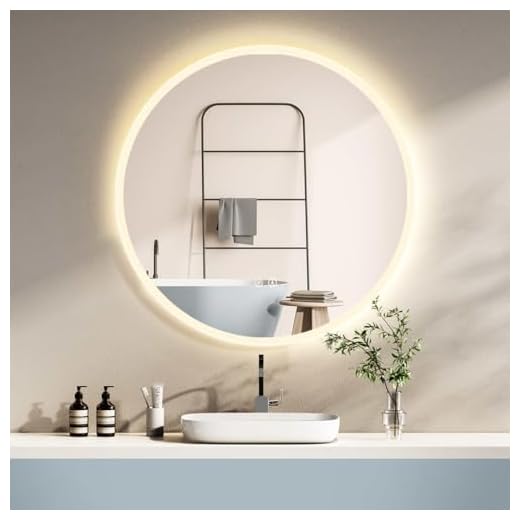 HOKO® Rund LED badrumsspegel ULM 60 cm, med antibeläggning spegeluppvärmning, LED belyst varmt och kallt vit, badrumsspegel rund, energiklass A+ (WEEE-reg. Nr.: DE 40647673)