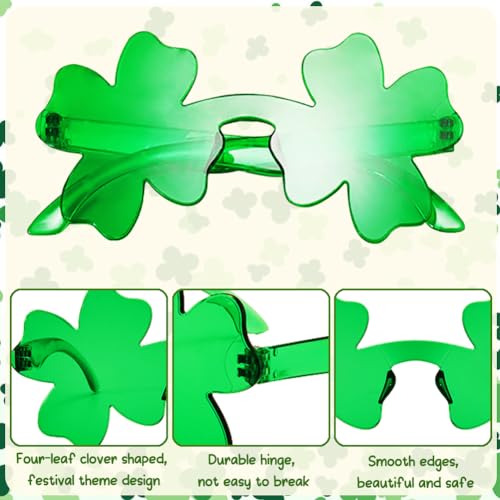 LUKBERA 12Pcs St. Patrick's Day Shamrock Sunglasses, Irish Green Clover Glasses for Adults Kids Saint Patrick’s Day Party Favor Decoration Accessories4