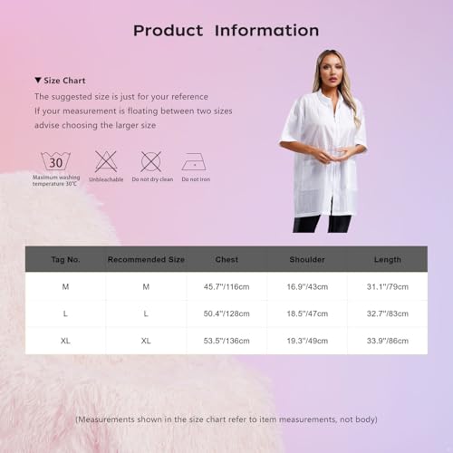 inhzoy Damen Kittel Berufskleidung Friseur Hundefriseur Kittel Schürze Kurzarm Mit Tasche Für SPA Salon Pet Shop Grau L