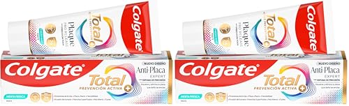 COLGATE - Total Anti-Placa Expert Menta Fresca 75ml, Pasta de Dientes que Elimina la Placa que Daña tus Encías y Neutraliza su Efecto Perjudicial (Paquete de 2)