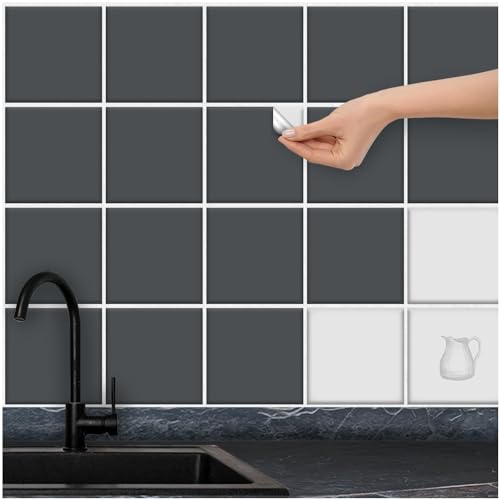 FoLIESEN - Fliesenaufkleber 15x15 cm | selbstklebende Fliesen-Folie für Bad & Küche | entfernbare Klebe-Folie für Wandfliesen Küchenrückwand & Bordüren | 20 Klebefliesen, .:Anthrazitgrau matt FoLIESEN - Fliesenaufkleber 15x15 cm | selbstklebende Fliesen-Folie für Bad & Küche | entfernbare Klebe-Folie für Wandfliesen Küchenrückwand & Bordüren | 20 Klebefliesen, .:Anthrazitgrau matt