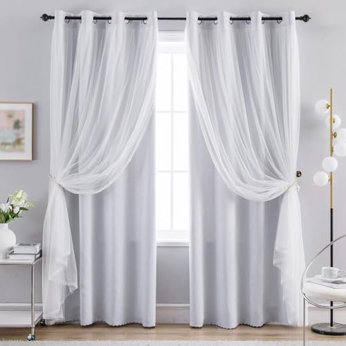 Image of Anytime Double Layer Blackout Curtains 2 Panels,52Wx80L,Greyish White