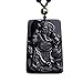 yigedan sculpté à la main Naturel Obsidienne Guan Yu Warrior Guangong Tenue couteau Knight Collier Pendentif