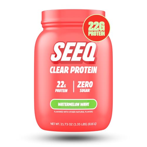SEEQ Clear Protein Powder - Watermelon Wave - 22 Servings - 22g Clear Whey Protein Isolate - Zero Sugar - 0g Lactose - Allergen Friendly - GLP1 Support - Bone Health - Muscle Post Workout Recovery