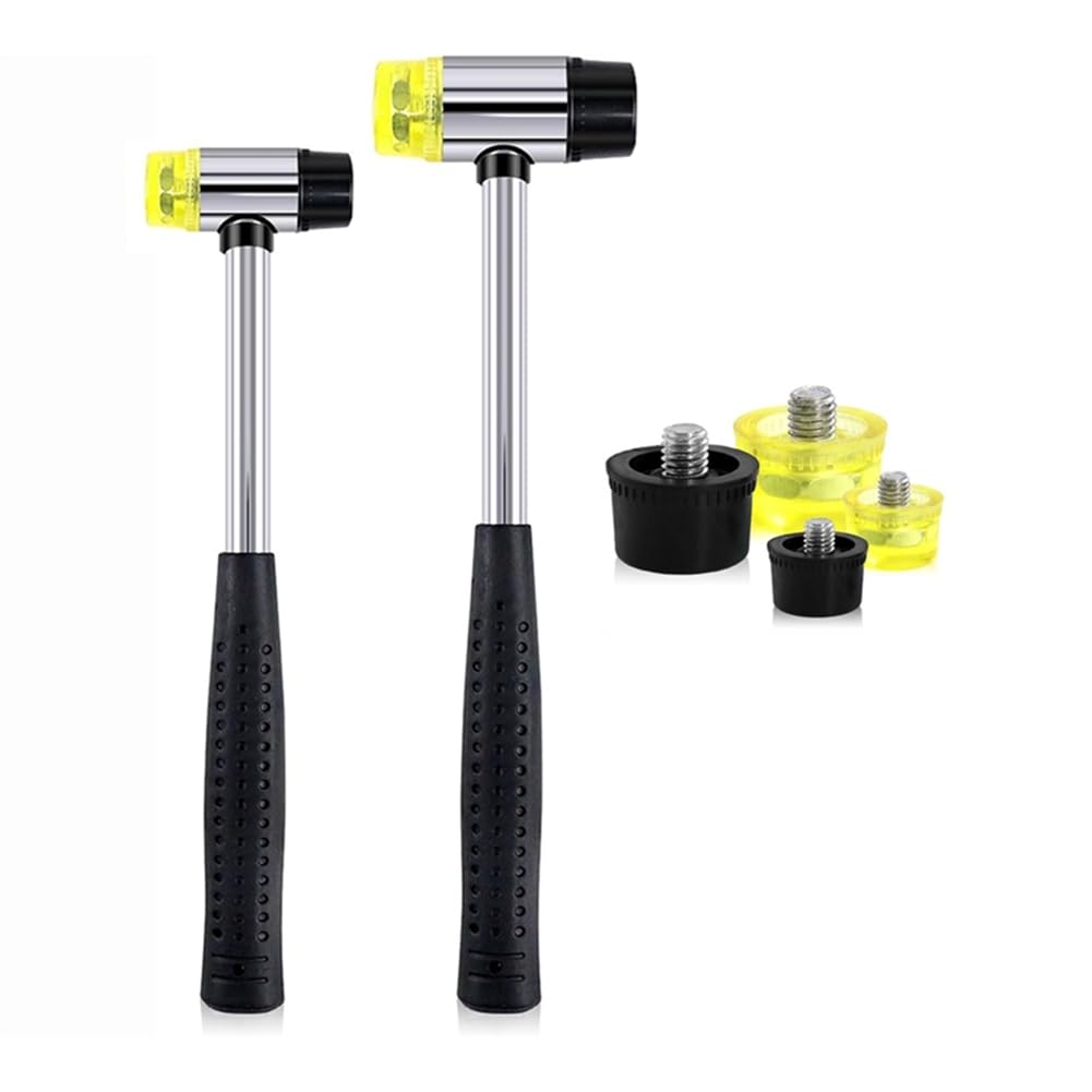 IJSDNVJNDX for Crafts Watch Jewelry Flooring Compatible 2Pcs 25mm/35mm Double-Faced Soft Hammer Mallet with 4Pcs Replacement Heads Kit