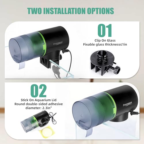 Image of FREESEA Aquarium Automatic Fish Feeder: Programmable Dispenser | 200ml Smart Auto Fish Food Feeder with Timer for Vacation Fish Feeding (Battery Operated)
