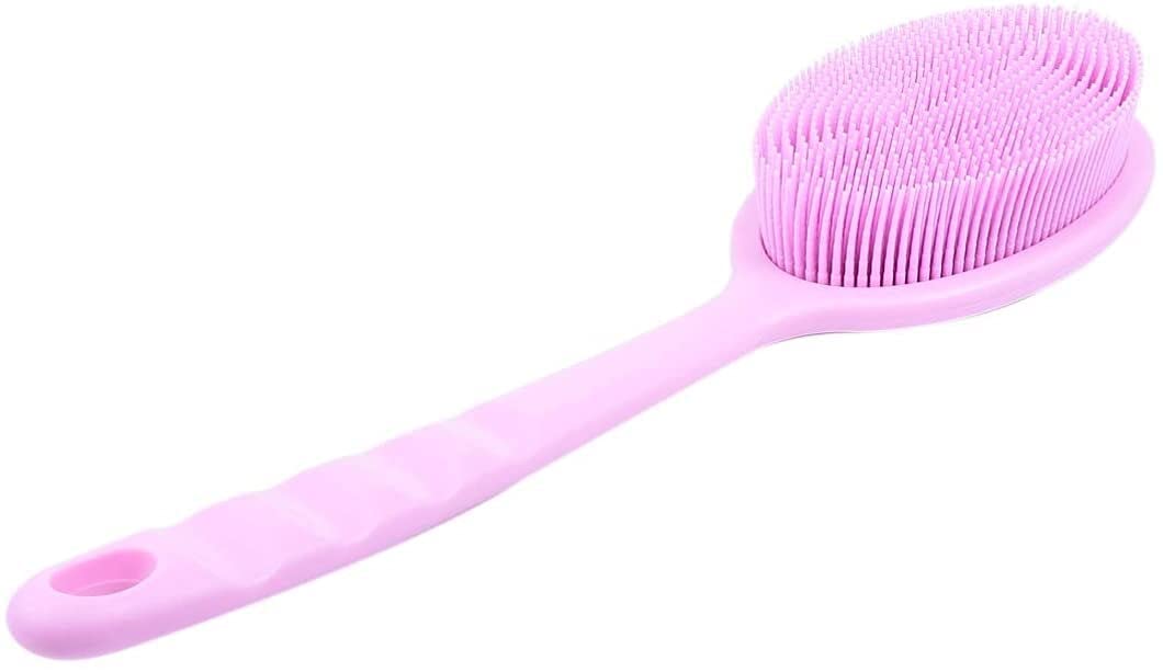 Depurador de Espalda Suave Mango Largo Cepillo para el Cuerpo del baño Exfoliante Cepillo de Limpieza Cepillo para el Cuerpo Cepillos para el baño y el Cuerpo (Color : Azul) (Rosa)