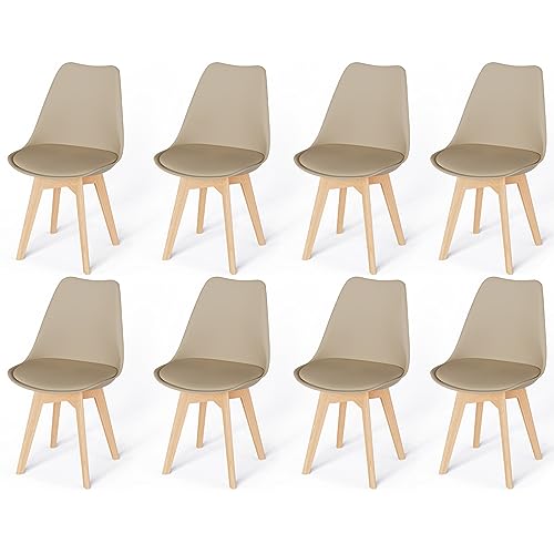 Jijian Juego De 8 Silla De Comedor Con Patas De Madera De Haya, Acolchado De Cuero Pu, Diseño Ergonómico, Estilo Nórdico Adecuada Para Comedor, Cocina, Sala De Estar, Sala De Reuniones, Bar Jijian Juego De 8 Silla De Comedor Con Patas De Madera De Haya, Acolchado De Cuero Pu, Diseño Ergonómico, Estilo Nórdico Adecuada Para Comedor, Cocina, Sala De Estar, Sala De Reuniones, Bar