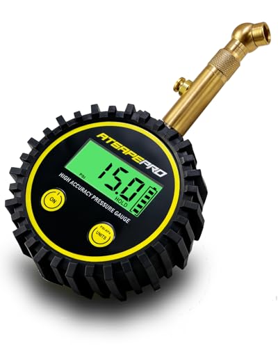 Digital Tire Pressure Gauge for Low Pressure Tires - 0-15 PSI ±0.5% Accuracy, Backlit LCD with 4 Units & Battery Indicator, 360° Swivel Head for Schrader Valve, Fit for ATVs, UTVs, Golf Carts