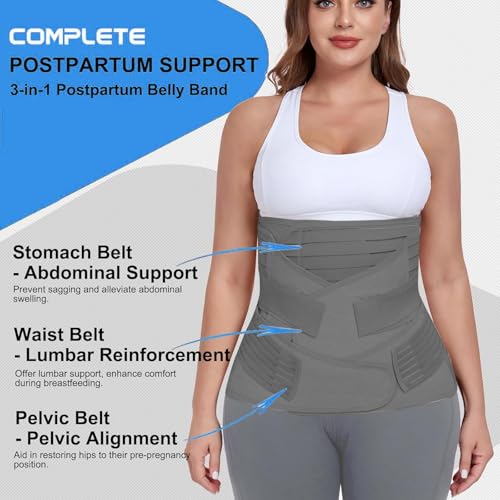Image of 3-in-1 Postpartum Belt After Delivery - Abdominal Belt for Women Tummy Control | Pregnancy Belts After Delivery | Maternity Belt After C-Section | Abdominal Binder for Post Pregnancy Recovery (Universal) (Beige)