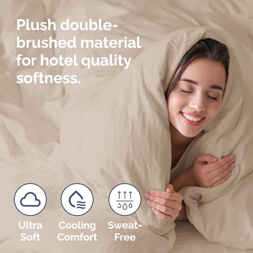 Image of Duvet Cover Full Size Set - Extra Soft Full Duvet Cover 80 inch x 90 inch with 2 Pillow Shams for Women, Men, Kids & Teens - Hotel Luxury, Easy-Care w / Zipper Closures & Ties - Comfy and Breathable (Cream)