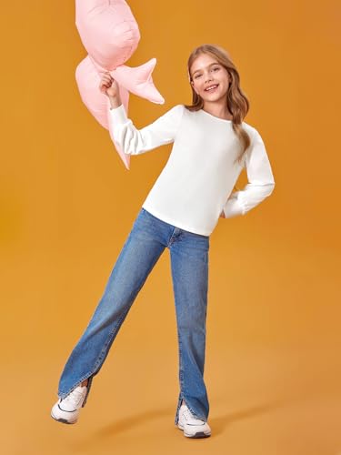 Haloumoning Girls Puff Long Sleeve Shirts Kids Casual Crewneck Soft Tunic Tops Blouse 5-14 Years3