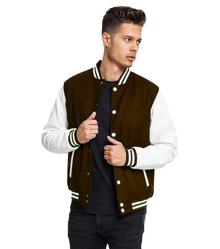 DROBE Cotton Blend Standard Length Lightweight Stylish Varsity Jacket For men