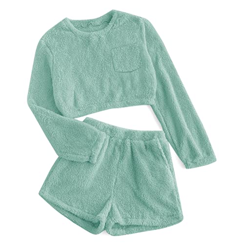 Image of Mafulus Girls Pants Sets Two Pieces Kids Comfy Lightweight Long Sleeve Fleece Sets with Pockets